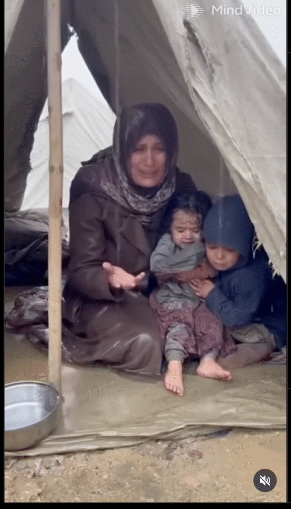 فيديو مزيف لأم وطفلين داخل خيمة في القطاع
