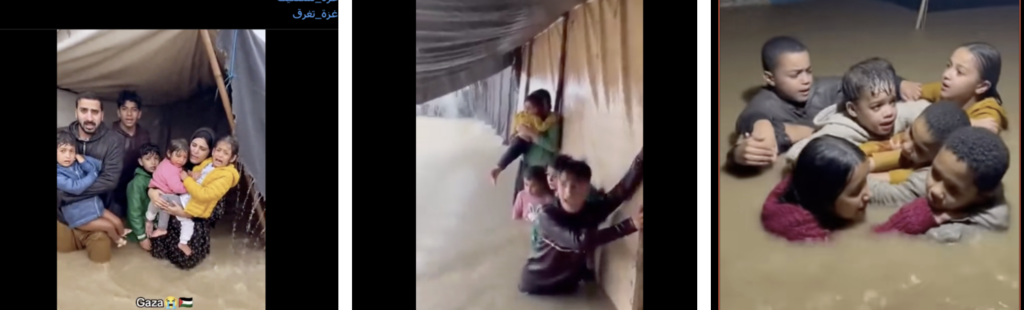 مقاطع مولّدة بالذكاء الاصطناعي لغزة خلال المنخفض الجوي